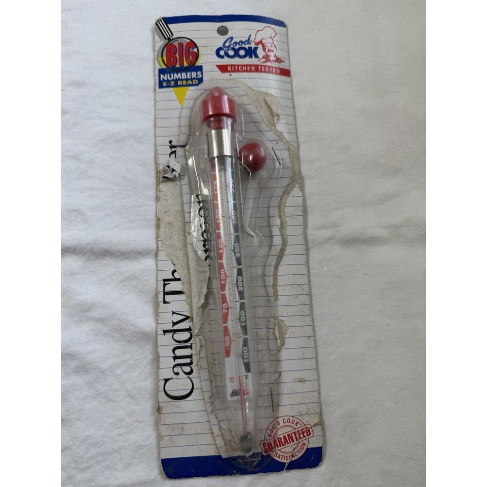 Vintage Good Cook Glass Cooking Candy Thermometer Big Numbers E-Z Read